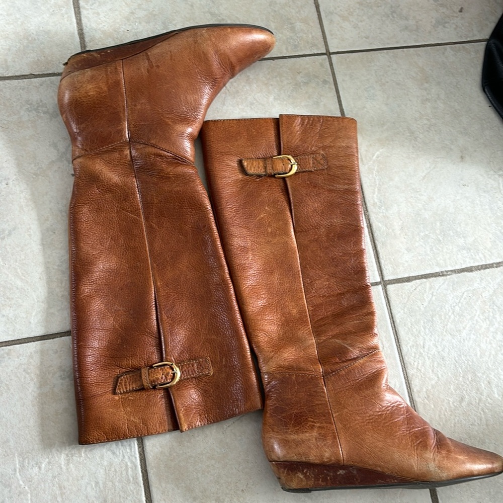Brown riding boots